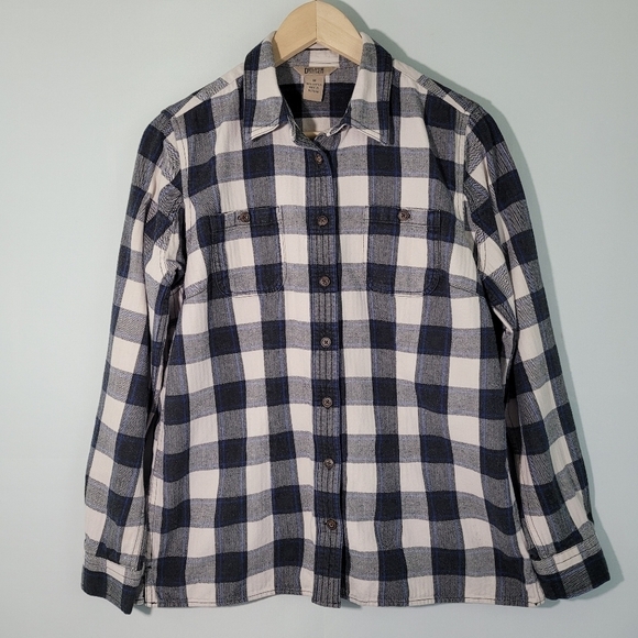DULUTH Trading Black/White Plaid 100% Cotton Button Down Shirt Boys Size Medium - Picture 1 of 11